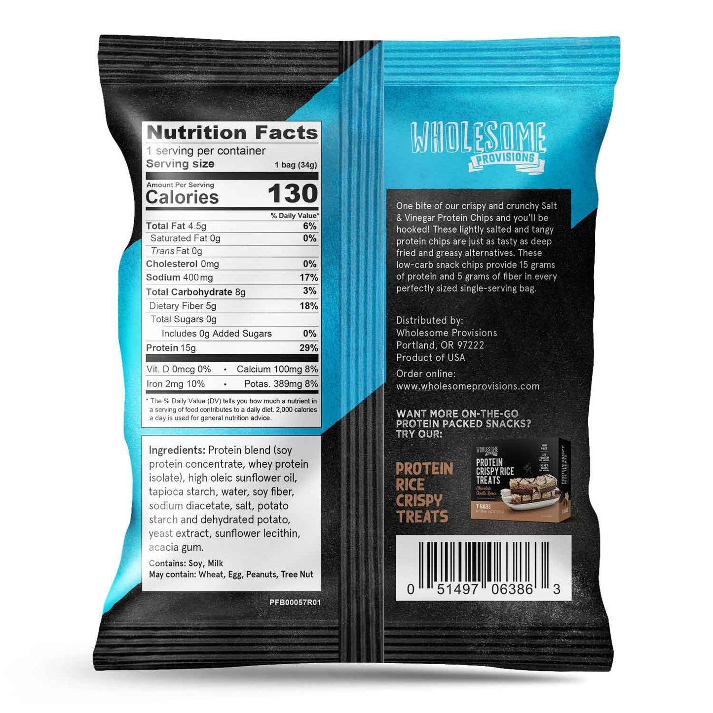 Protein Chips, 15g Protein, 3g Net Carbs, Gluten Free, Keto Snacks, Low Carb Snacks, Protein Crisps, Keto-Friendly, Made in USA (Sea Salt Vinegar, 1 Pack)