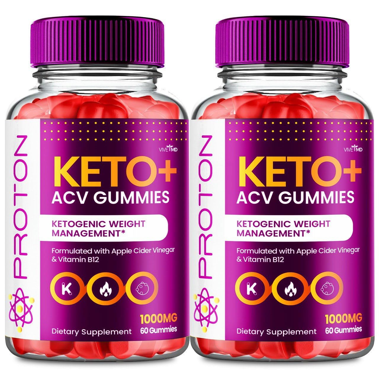 VIVE MD Proton Keto ACV Gummies Advanced Weight Management, Protein Keto ACV Gummies, Proton Keto Plus Gummies with Apple Cider Vinegar Supplement 1000mg, Proton Keto+ACV Gummies Reviews (2 Pack)