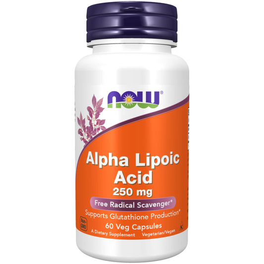 NOW Foods Supplements, Alpha Lipoic Acid 250 mg, Supports Glutathione Production*, Free Radical Scavenger*, 60 Veg Capsules