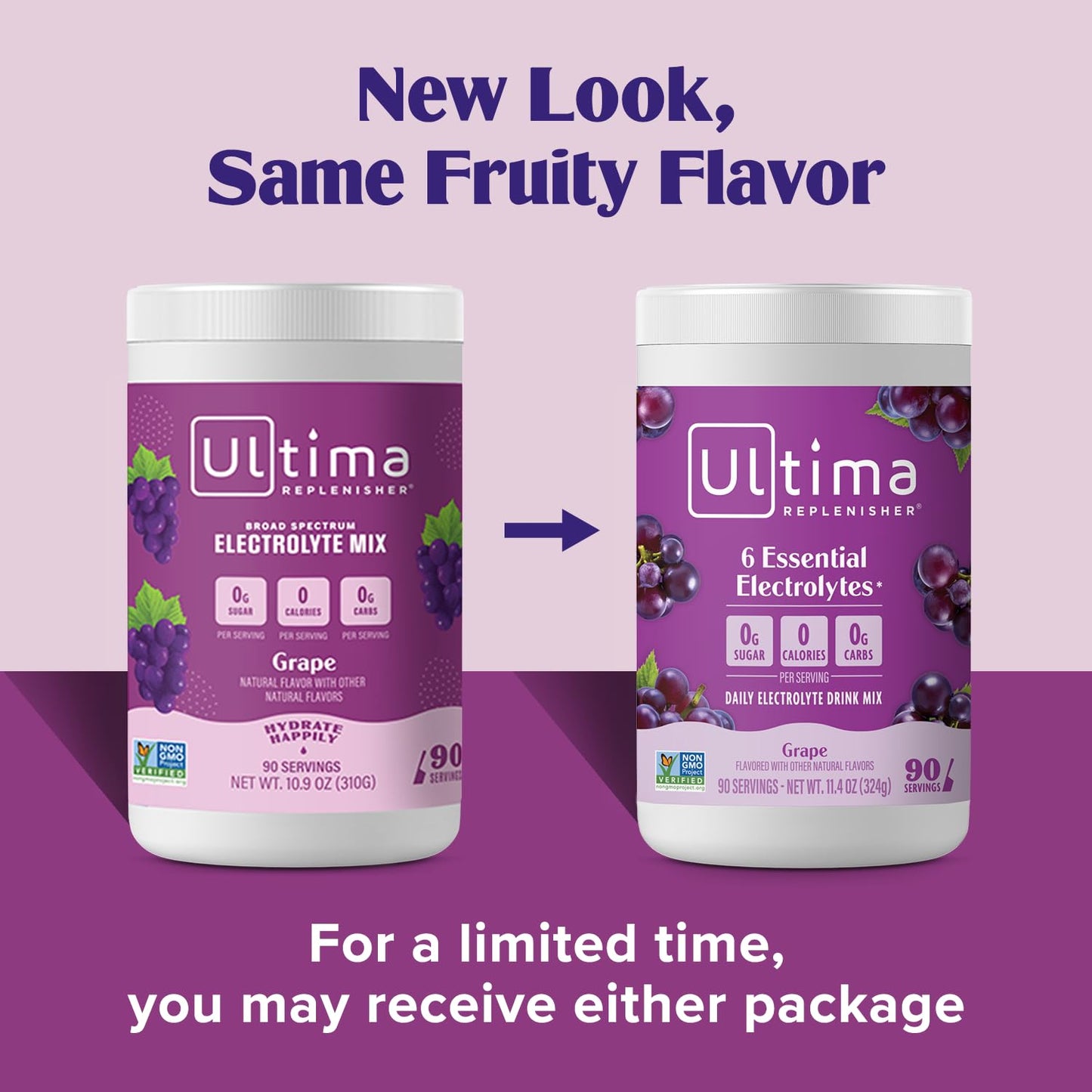 Ultima Replenisher Daily Electrolyte Powder Drink Mix - Grape, 90 Servings - Hydration Powder with 6 Key Electrolytes and Trace Minerals - Keto Friendly, Vegan, Non-GMO and Sugar-Free
