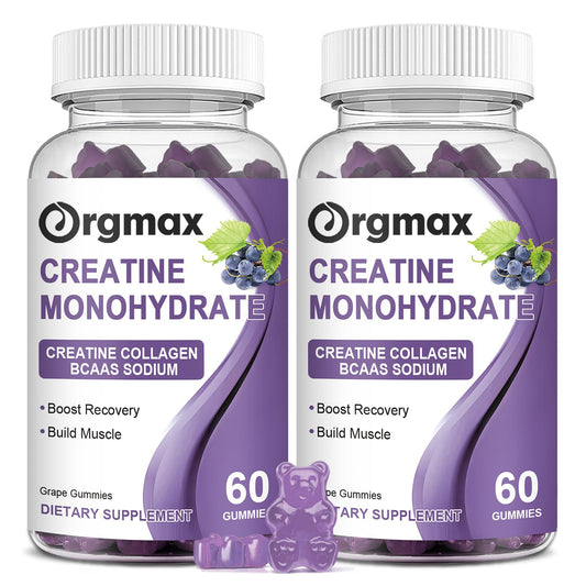 Generic Creatine Monohydrate Gummies, Delicious Grape Flavored for Men & Women, Enhanced with Collagen & BCAA, Easy-to-Swallow Chews for Muscle Strength, Energy Boost, Pre-Workout Supplement(2 Pack)