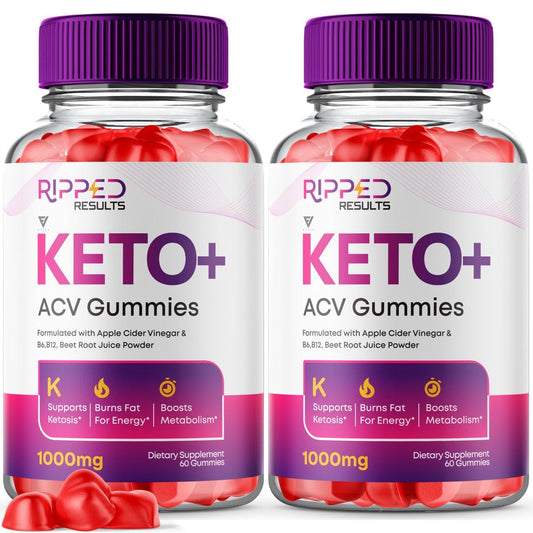 Fyvus (2 Pack) Ripped Results Keto ACV Gummies, Ripped Results Keto+ ACV Gummies Advanced Apple Cider Vinegar Vitamin Supplement 1000MG, Keto Ripped ACV Gummiy Keto+ACV Folic Acid (120 Gummies)