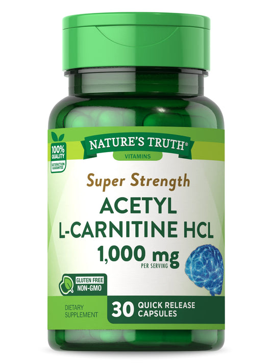 Nature's Truth Acetyl L-Carnitine 1000mg | 30 Capsules | Super Strength | Non-GMO & Gluten Free ALCAR Supplement