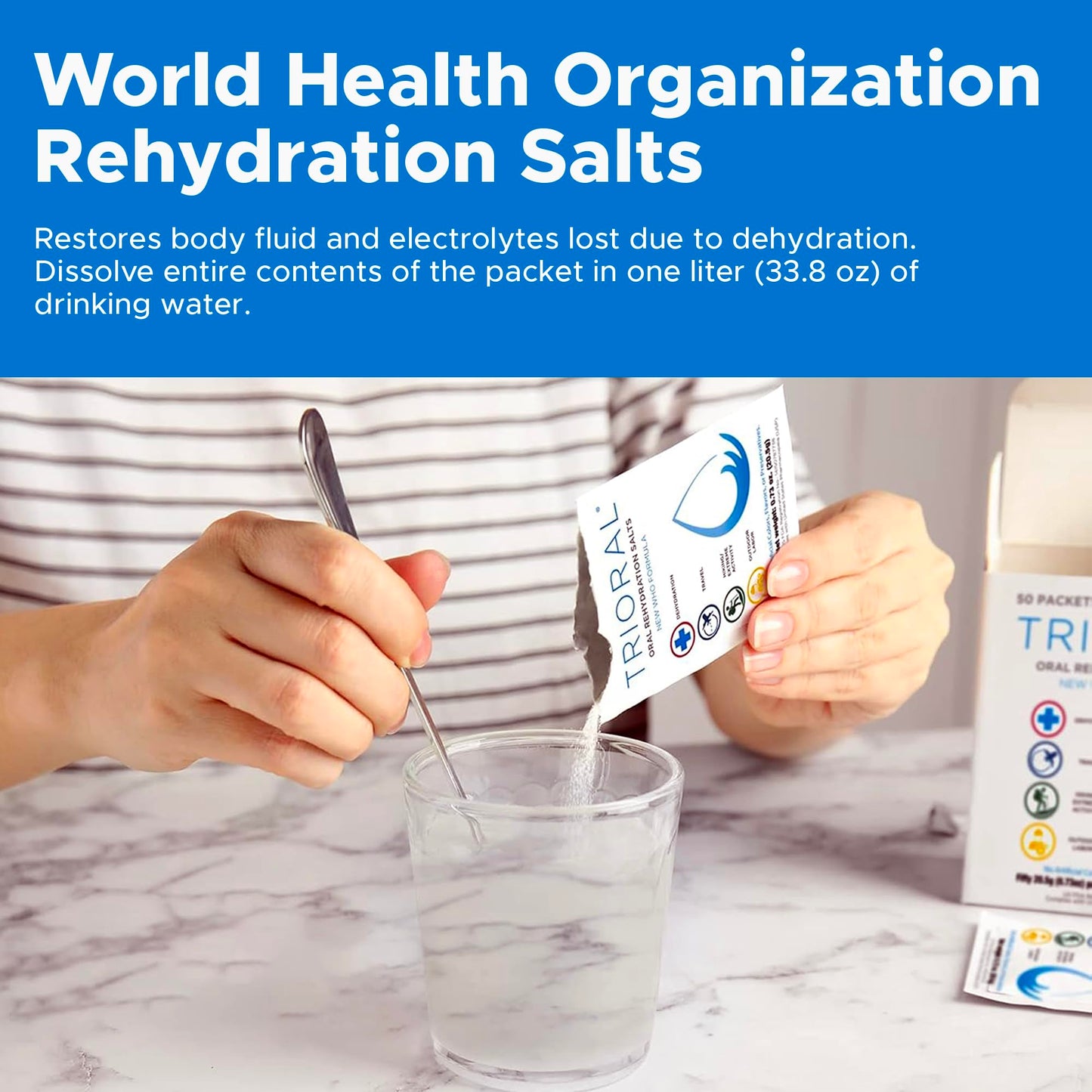 TRIORAL Hydration Electrolytes Powder (100Pack)-Rapid Rehydration Solution,Essential Hydrating Formula,Combat Dehydration from Workouts,Sports & More, First Aid Kit,Travel Must-Haves,Drink Mix Packets