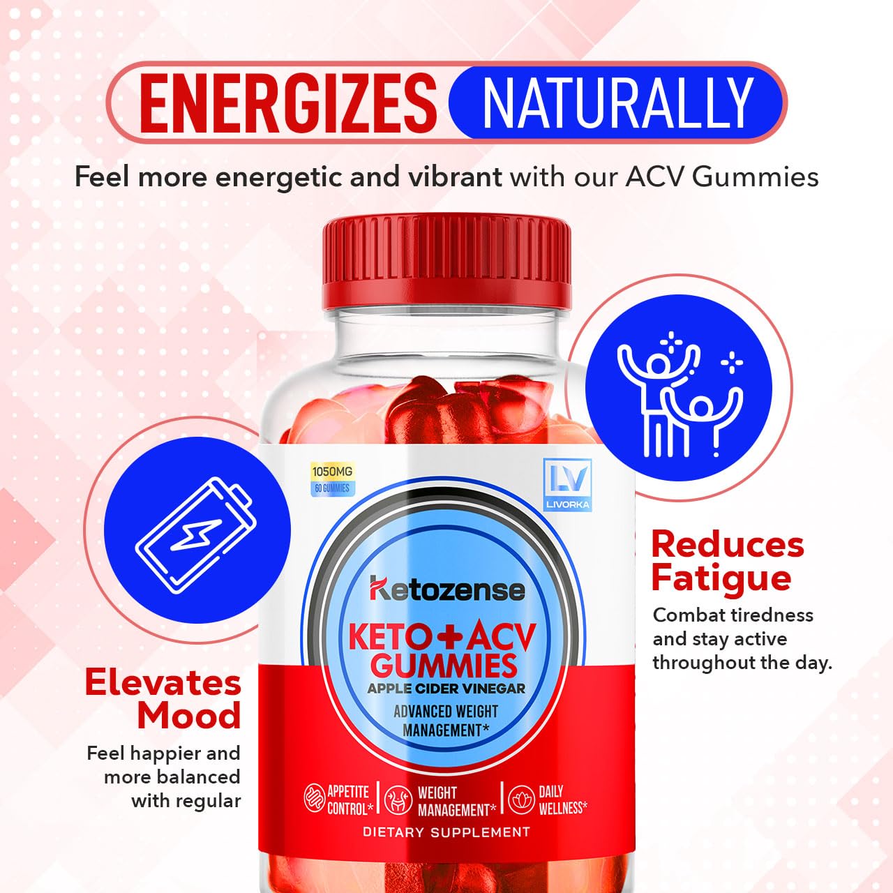 LIVORKA (3 Pack) Ketozense - KetozeneACV Gummies, Ketozense Gummies, KetozenseGummies, Ketozense ACV, Ketozense ACV 180 Gummies for 3 Months