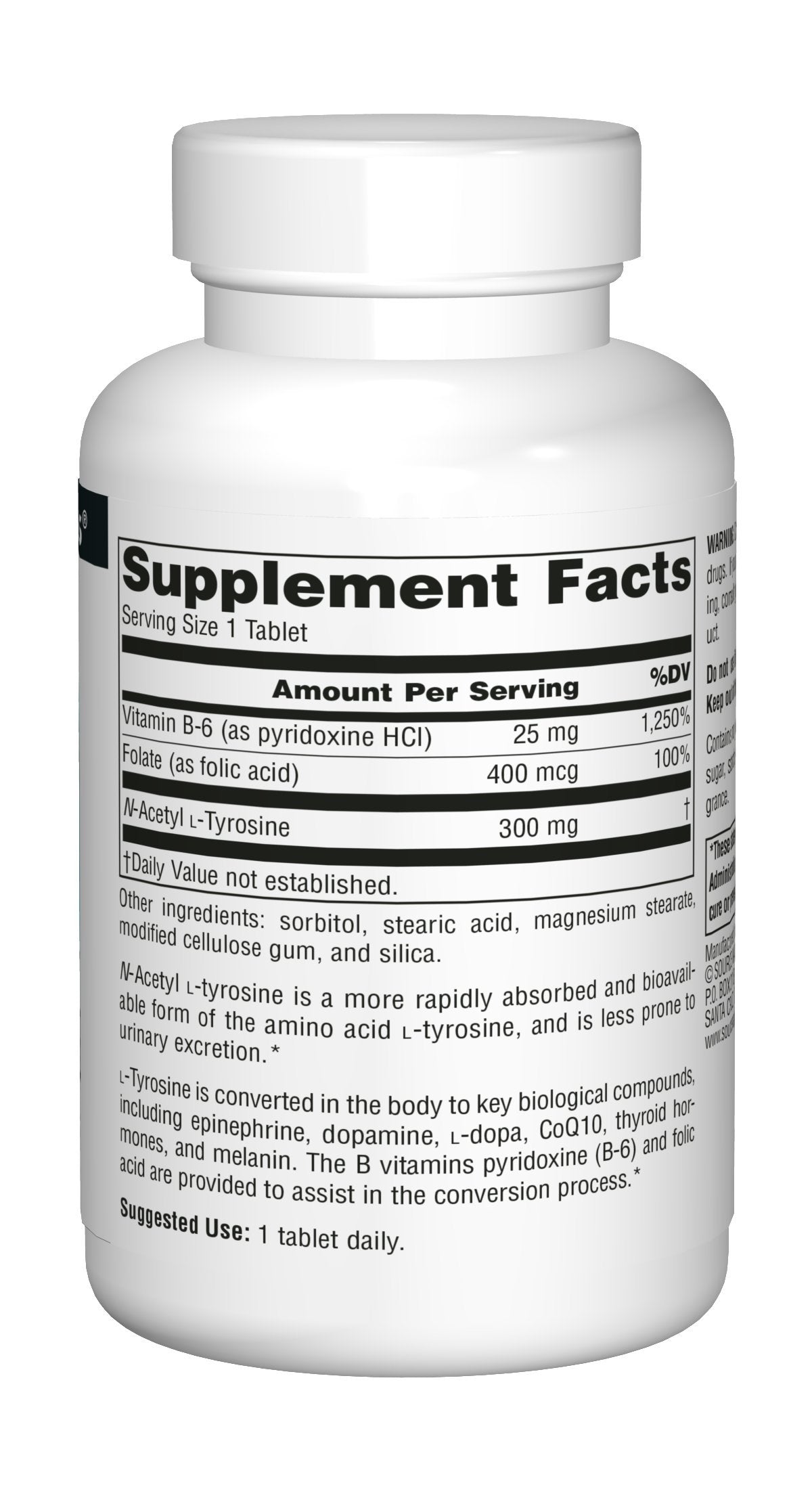 Source Naturals N-Acetyl L-Tyrosine Dietary Supplement - 120 Tablets