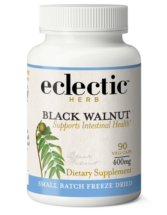 Eclectic Institute Raw Fresh Freeze-Dried Non-GMO Black Walnut | Intestinal Support, Detox & Cleanse | 90 CT (400 mg)