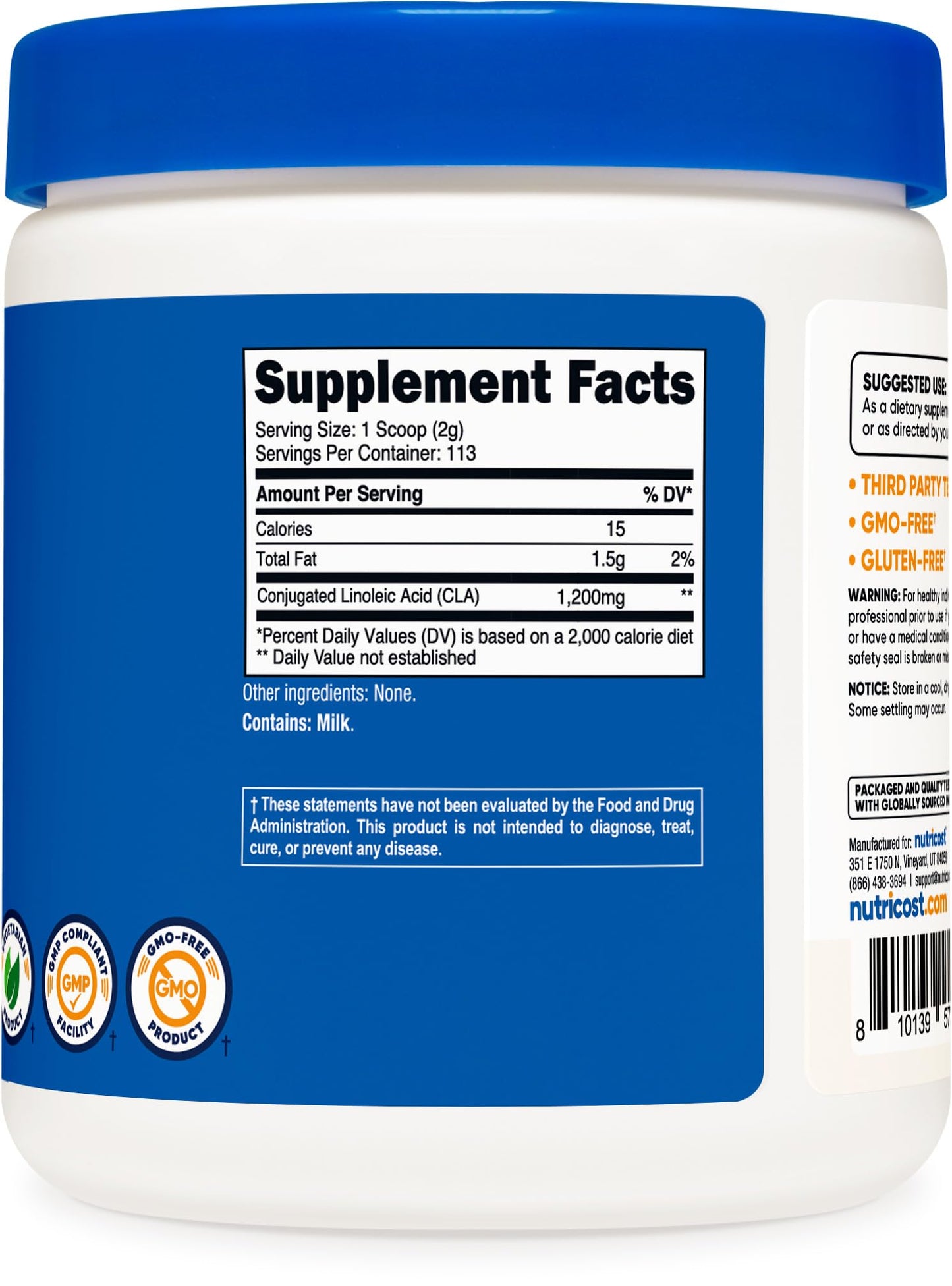 Nutricost CLA (Conjugated Linoleic Acid) 8oz (227g) Powder - Gluten Free, GMO Free CLA Supplement