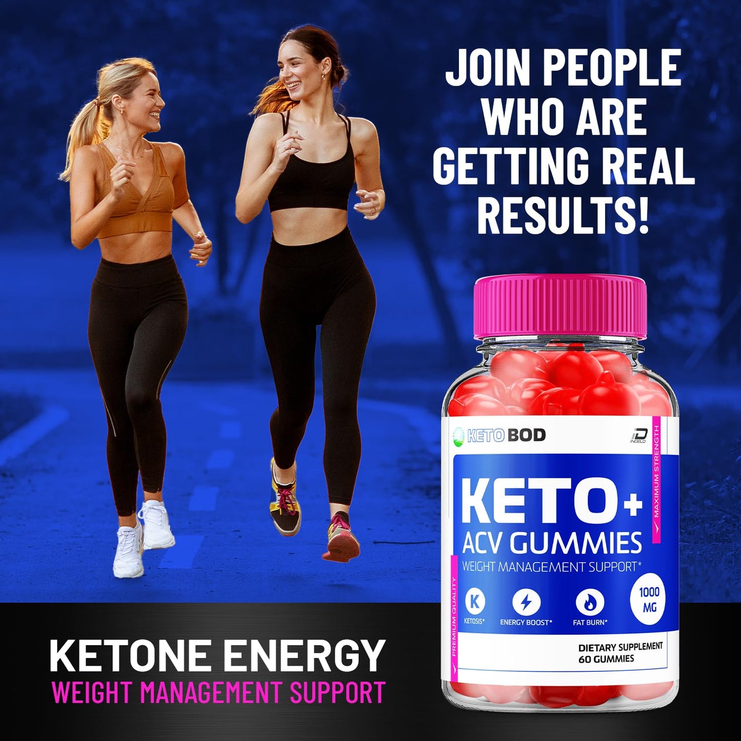 Indelo KetoBod Gummies Supplement - Keto BOD + Weight Management ACV Gummies Apple Cider Vinegar 1000MG, KetoBod Gummies Reviews, Vitamin B12 (2 Pack - 120 Gummies)