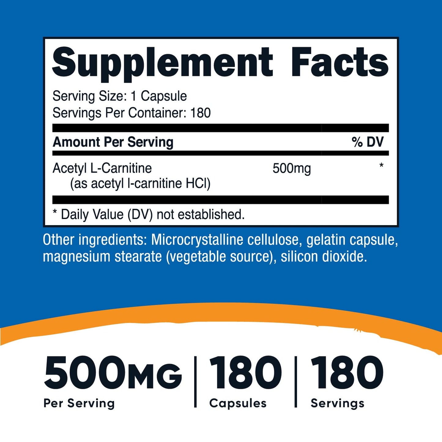 Nutricost Acetyl L-Carnitine 500mg, 180 Capsules - Non-GMO and Gluten Free (3 Bottles)