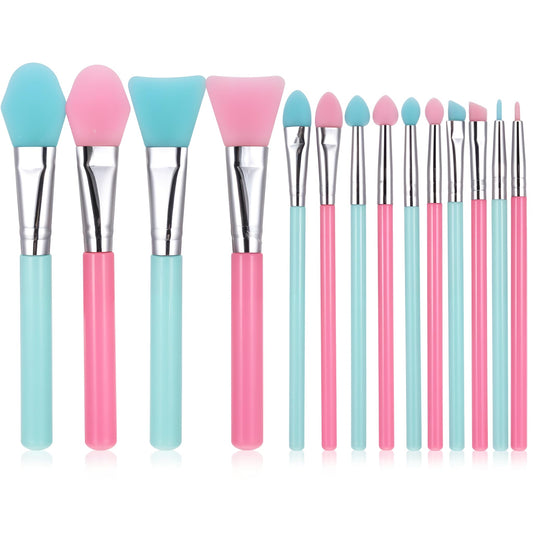 14 Pcs Silicone Makeup Brush Applicator Kit Silicone Brushes for Resin Silicone Brush for Cream Makeup Products and UV Resin Epoxy Art Crafting Silicone Makeup Applicator