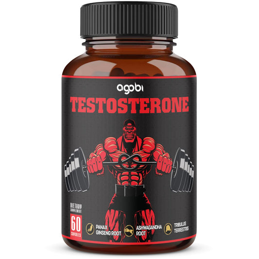 agobi Testosterone Supplement for Men - 11 Potent Herbs - Ashwagandha, Tribulus, Ginseng & More - 60 Capsules for 1 Month