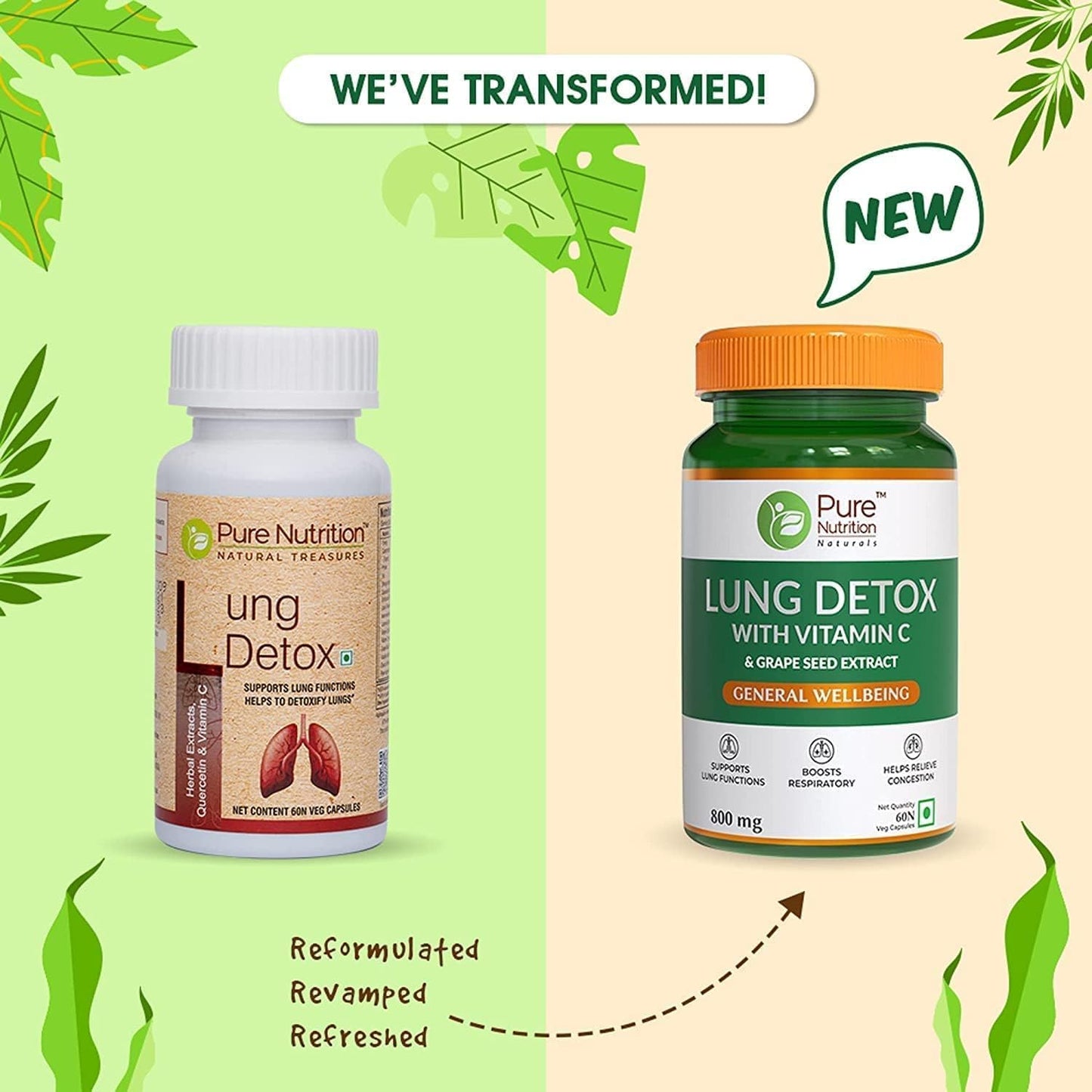 SENTA Pure Nutrition Lung Detox Supplement with Natural Herbal Blend of Vitamin C, Grapeseed & Vasaka Leaves Extract | Lung Cleanser for Detoxification of Lung and Immune Defence - 60 Veg Capsules