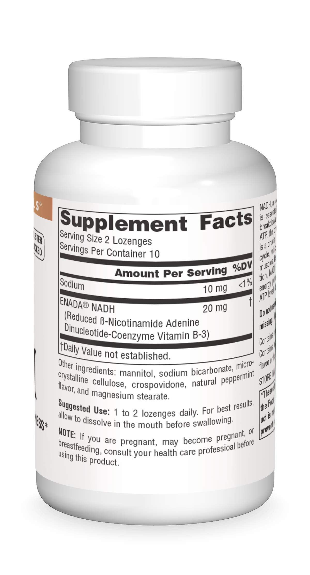 Source Naturals NADH 10mg, Boost Energy and Mental Alertness - 20 Lozenges
