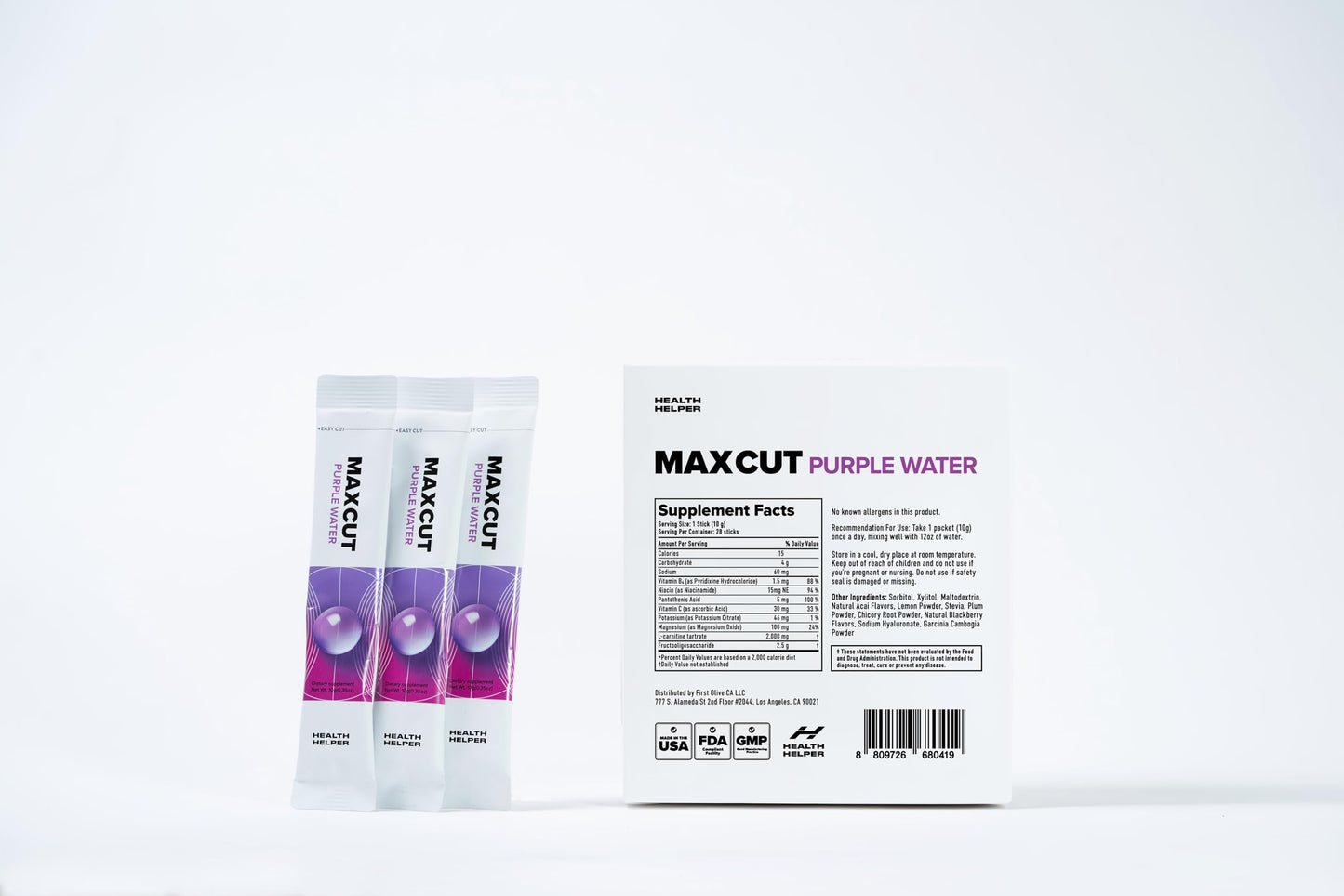 Maxcut Purple Water: 4-in-1 Natural Supplement for Effective Weight Management and Metabolism, Prebiotic Gut Health, Hydration, Natural Energy - All Free from Gluten, Dairy, Sugar, Soy, and Caffeine