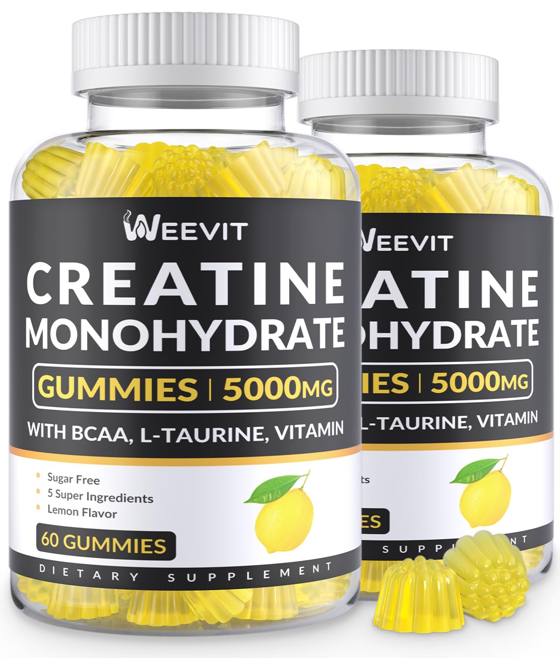 WEEVIT Creatine Monohydrate Gummies for Men, Chewables Creatine Monohydrate for Muscle Strength Energy Boost, Pre-Workout Supplement with BCAA, L-Taurine, B12