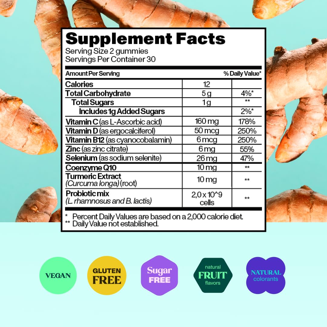 Bloom Robbins Probiotic Gummies - Fiber Gummie for Adults and Probiotics Digestive Health Gummies for Women with Turmeric Root Extract - Non-GMO Vegan Vitamins