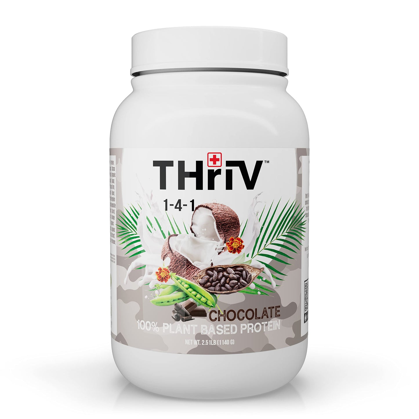 THriV Nutrition - Organic Plant Based Protein Powder, Chocolate or Vanilla, Vegan, Gluten-Free, Non-GMO, Dairy Free, (2.5lb/1,140g) Powder (Chocolate)