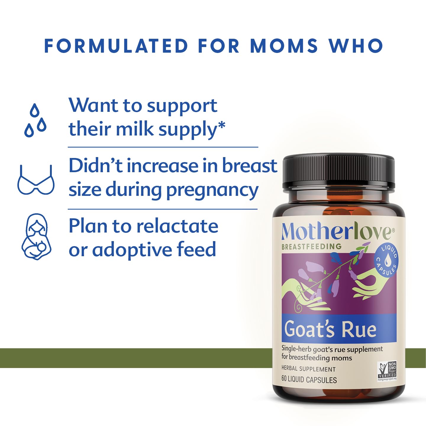 Motherlove Goat’s Rue (60 Liquid caps) Lactation Supplement for Breast Tissue Development & Supporting Breast Milk Supply -Non-GMO, Organic Herbs, Vegan, Kosher, Soy-Free