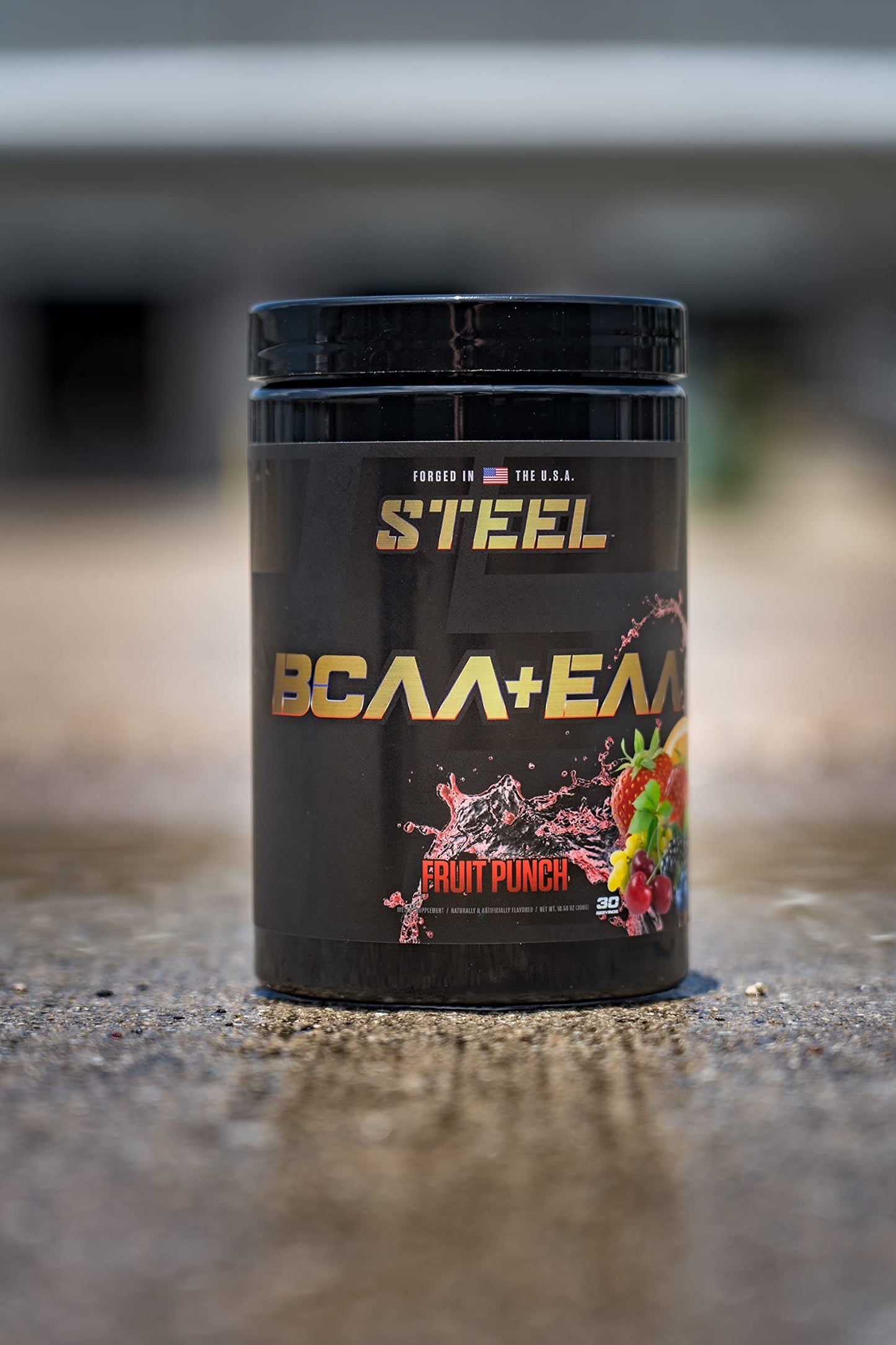 Steel Supplements | High Performance BCAA EAA Powder | Promotes Lean Muscle Growth and Workout Endurance | 2:1:1 Ratio to Recover Muscle Faster 30 Servings. (Fruit Punch)