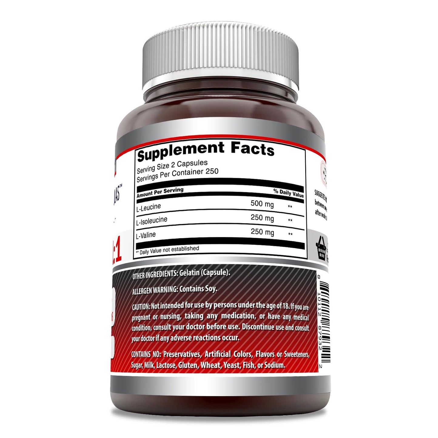 Amazing Formulas BCAA 2:1:1 1000 Mg Per Serving | Capsules | Branched Chain Amino Acids Supplement | Non-GMO | Gluten-Free | Made in USA (1 Pack, 500 Count)