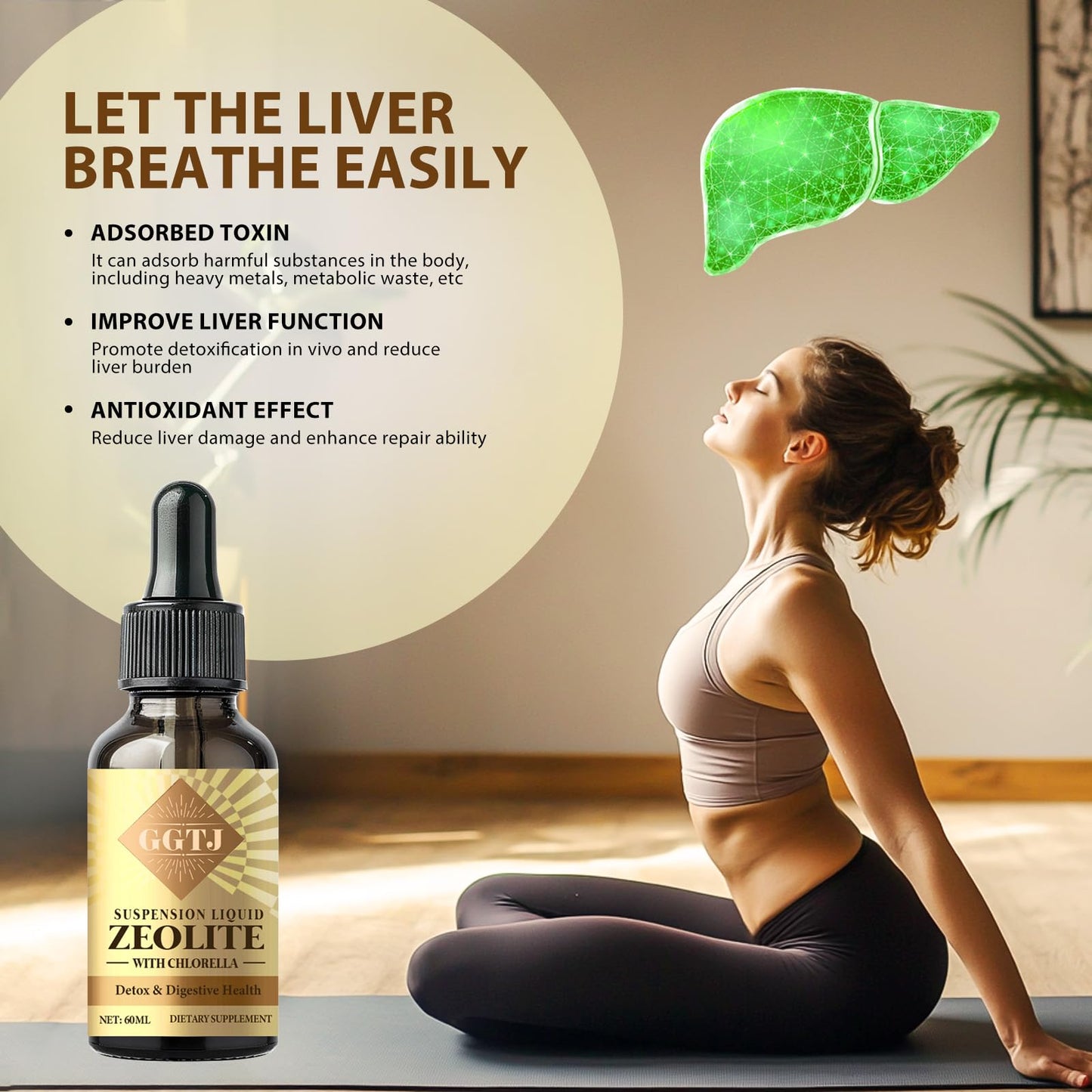 GGTJ Zeolite, Zeolite Liquid Drops for Kids and Adults, Natural Body Cleanse, Digestive Tract Health & Immune Support, 2 oz
