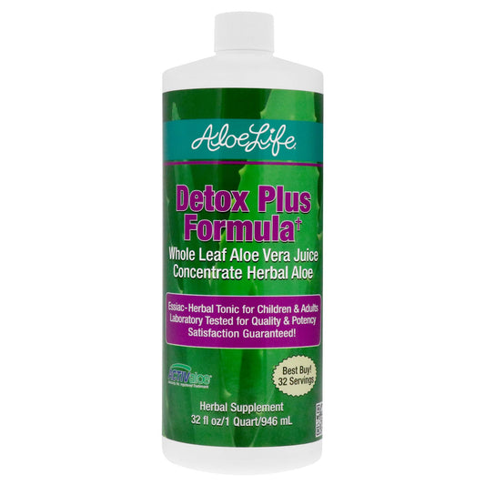 Aloe Life - Detox Plus Formula, Aloe-Based Detox Supplement, Aloe Vera Cleanse, Promotes Healthier Digestion, Concentrated Aloe & Herbal Tonic, Gut Health Detox for Wellness (32 oz.)