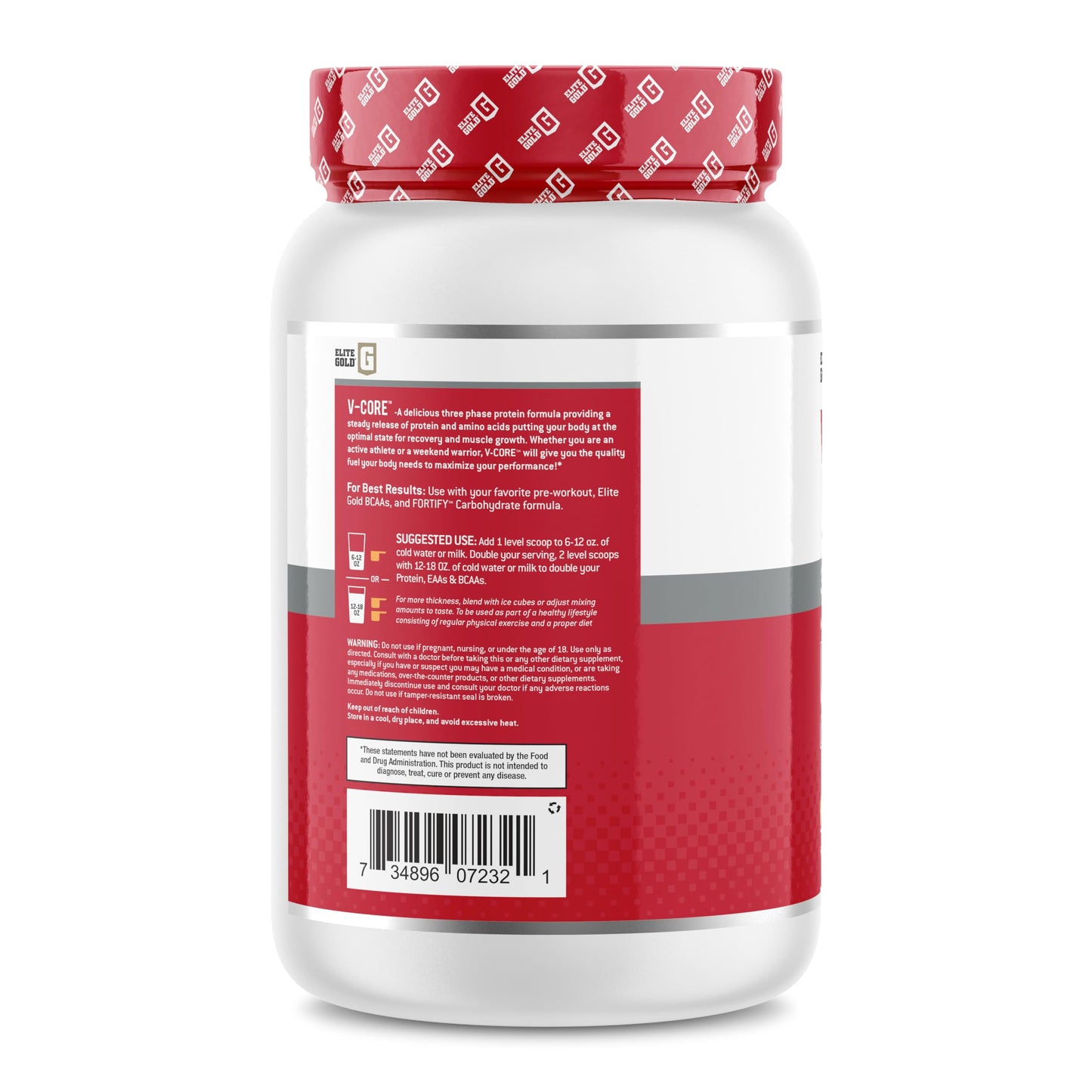 V-Core Orange Cream Protein Powder, Whey Protein, High Protein, Casein Protein, 25g Protein, 12g EAAs, 6g BCAAs, 2 lb Tub (23 Servings)