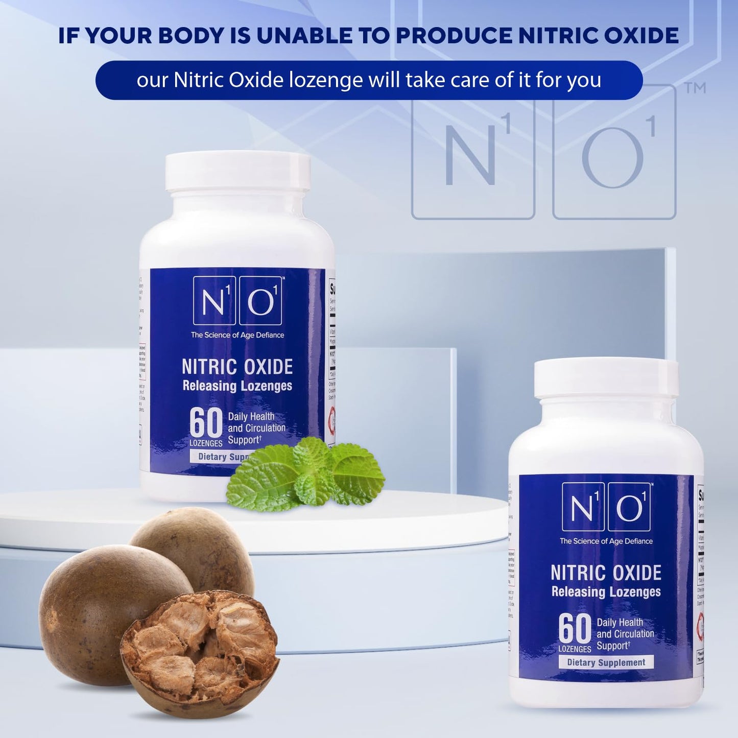 N1O1 Nitric Oxide Lozenges - 60 Count - Nitric Oxide Supplement for Heart Health, Circulation, Energy, Blood Flow, Oxygenation, Healthy Blood Pressure, Cardiovascular Support for Men & Women