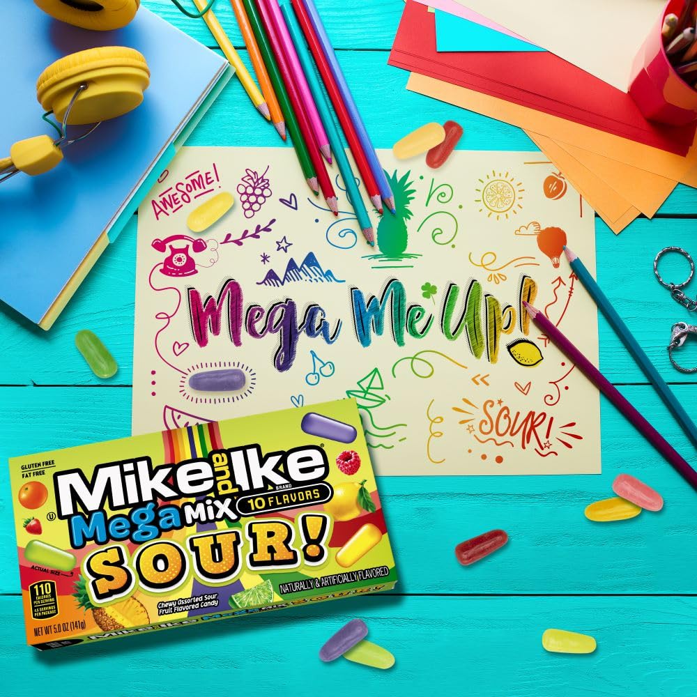 Mike and Ike Candy Mega Mix Sour 5oz Theater Box Pack of 12