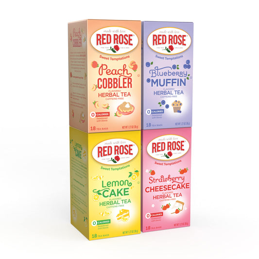 Red Rose Sweet Temptations Dessert Tea Variety Pack Summer Flavors Zero Sugar CaffeineFree Flavored Delicious Beverage Herbal Tea 18 Count Pack of 4 Fruit Naturally Flavored Herbal Tea