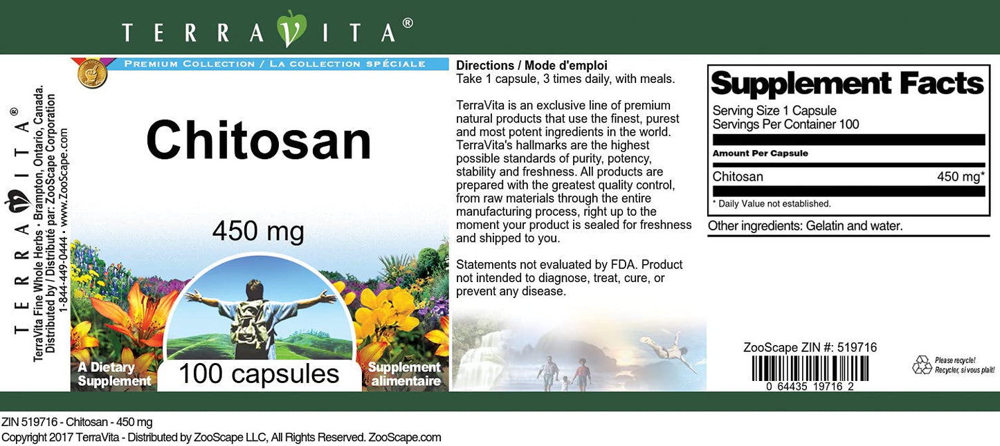 Chitosan - 450 mg (100 Capsules, ZIN: 519716)