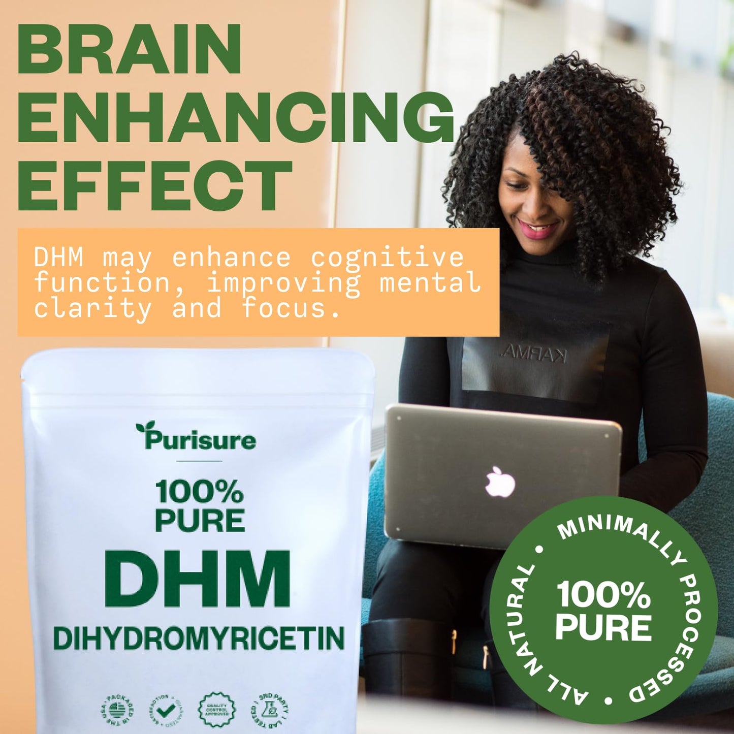 Purisure Dihydromyricetin Powder, 100g, 100% Pure DHM Supplements, Liver Support and Overall Wellness, Premium Quality DHM Supplement, Dihydromyricetin (DHM) Powder for Worry-Free Night Outs