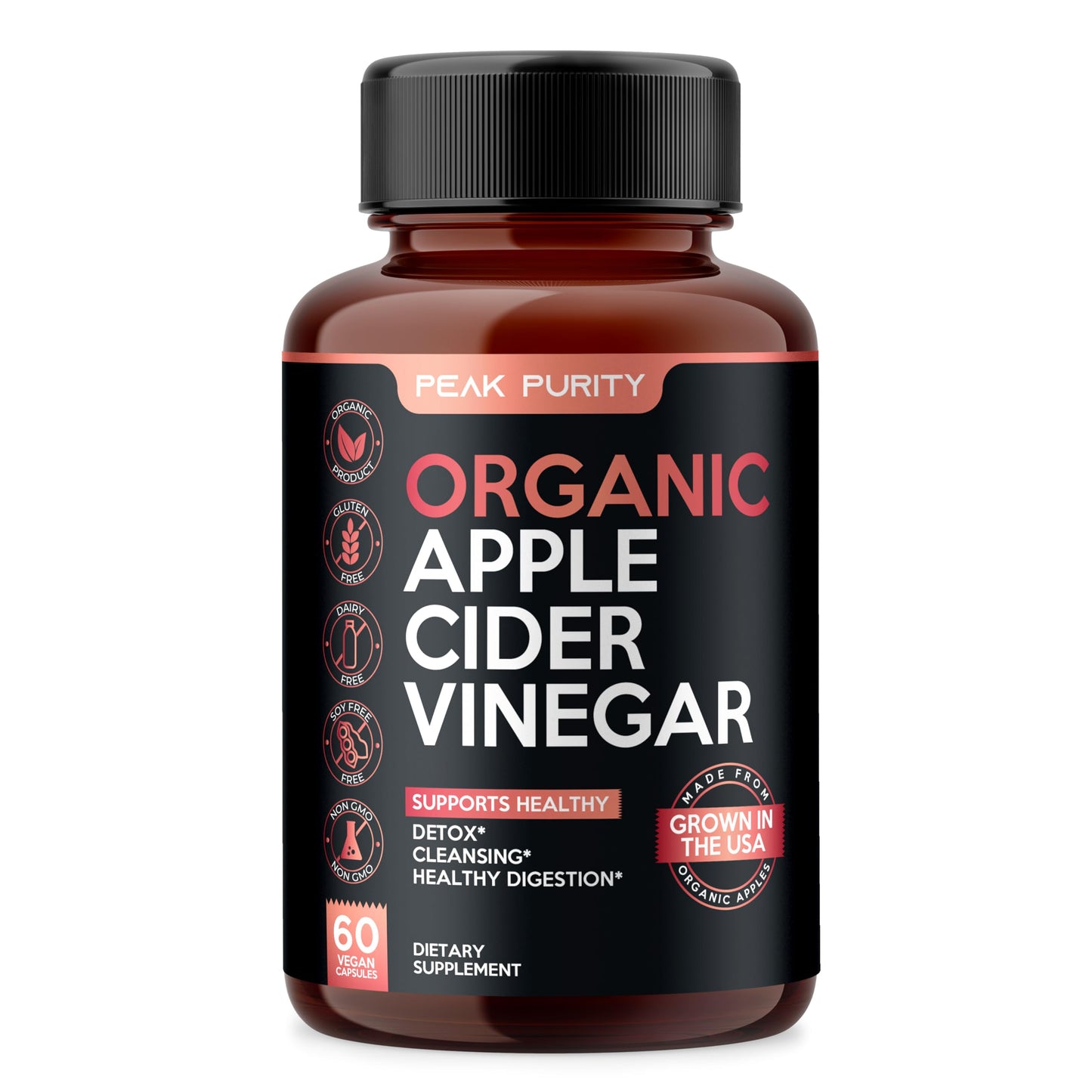 100% Organic Raw Apple Cider Vinegar Capsules - Natural Detox Gut Cleanse & Healthy Digestion - Tasteless & Easy to Swallow - Extra Strength ACV Pills - 1000 mg