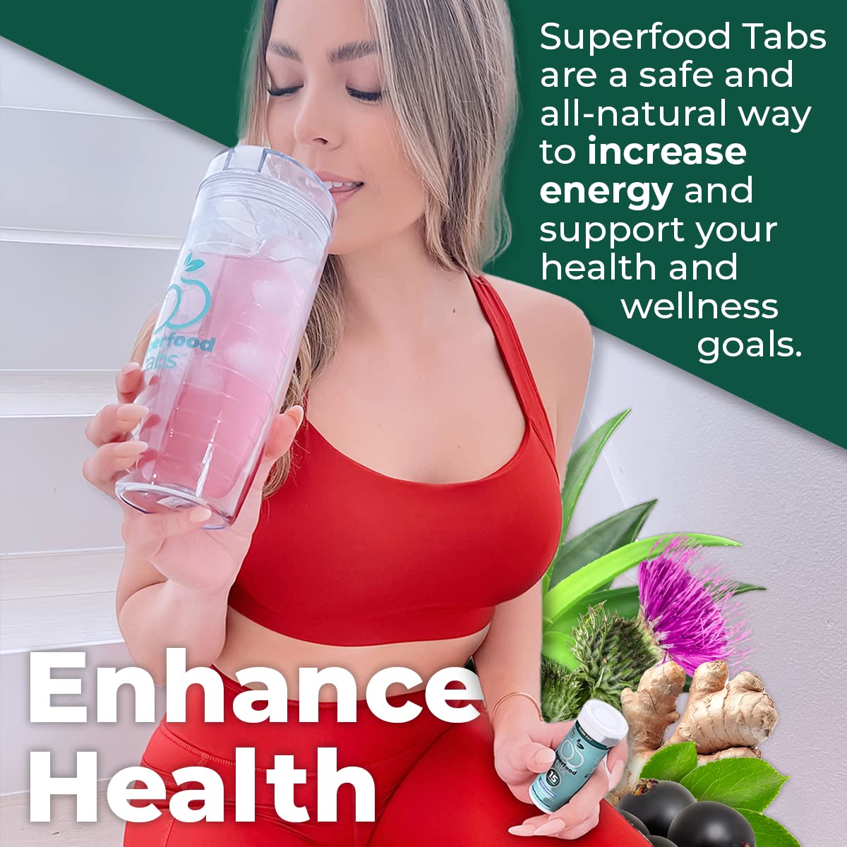 Superfoods Company Superfood Tabs - Detox Cleanse Drink - Nutrition Supplement for Women & Men - Support Healthy Weight, Digestive Health, Cravings & Bloating Relief - Mixed Berry Flavor [30 Tablets]