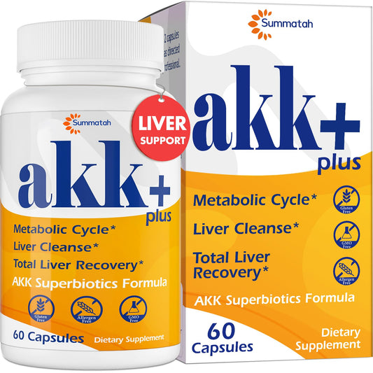 Akk+ Superbiotics Liver Detox - Akkermansia Probiotic 20 Billion Afu with Milk Thistle, Taraxasterol, GLP-1 Supplement, for Liver Cleanse Detox & Repair & Renew, Antioxidant, Gut, Skin Health, 60 Caps