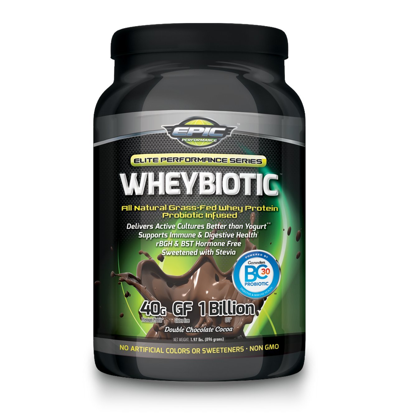 EPIC Performance Wheybiotic All Natural Grass Fed Whey Protein Double Chocolate Cocoa 2 lbs