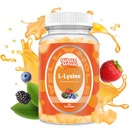 L-Lysine Gummies 1000mg - L-Lysine Supplements for Kids and Adults - Lip and Cold Sore* Support for Women - Chewable Lysine Gummies with Vitamin B12 - Vegan, Non GMO, Gluten-Free, 60 Counts