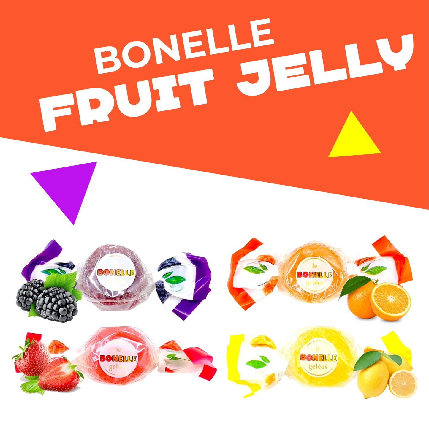 LaetaFood Bonelle Italian Fruit Jelly Candy 1 Pound Bag  Approx 60 Count