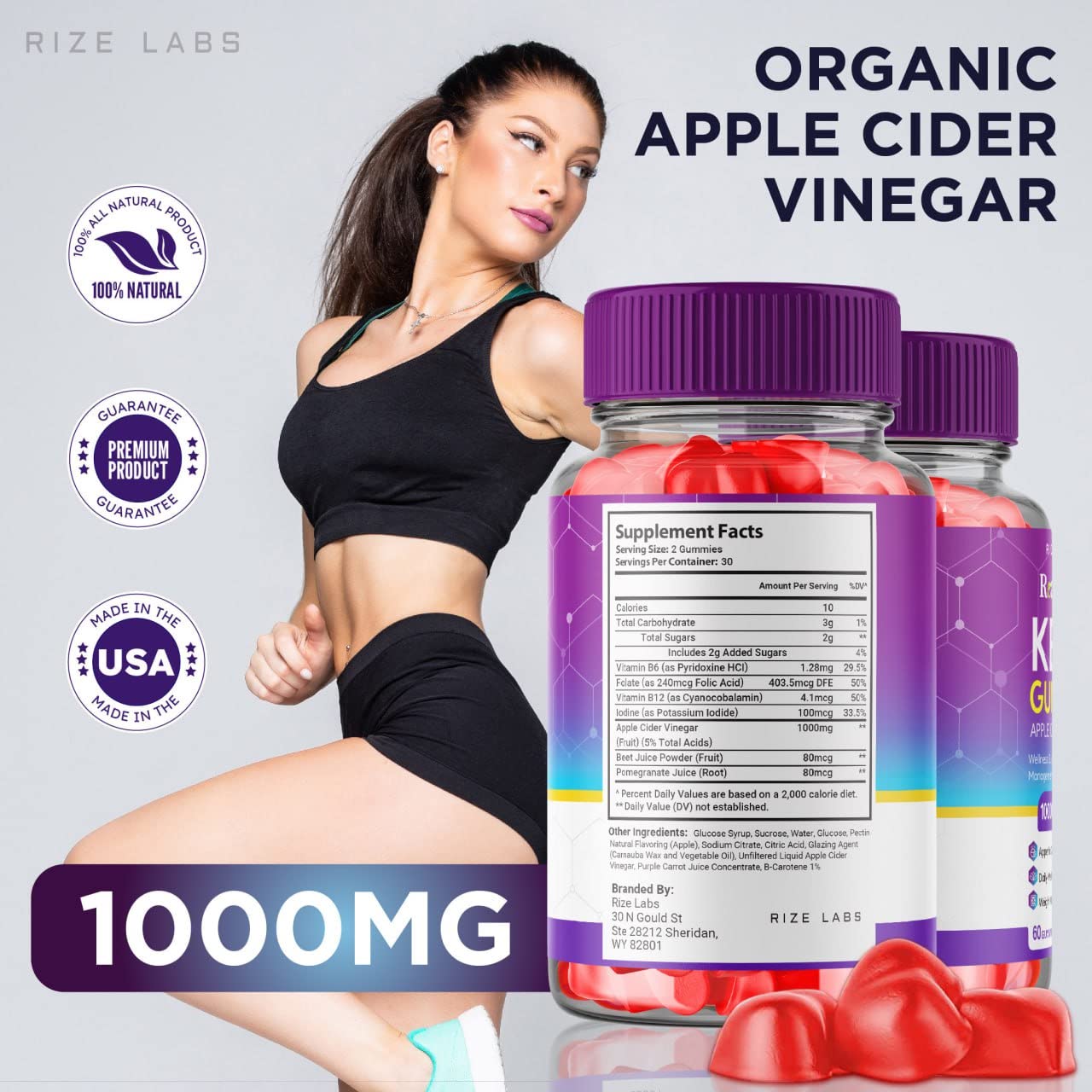 rize labs - Real Vita Keto ACV Gummies for Weight Loss Management Support - Advanced Formula - Apple Cider Vinegar Gummy (300 Gummies) (Pack of 5)