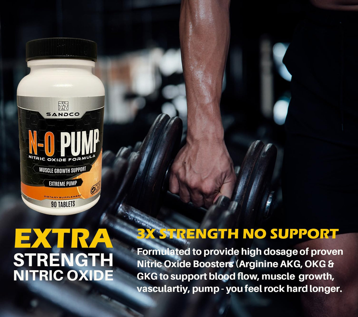 Extra Strength L Arginine - 3150mg Nitric Oxide Supplement - Powerful NO Boosters AAKG, OKG, GKG for Muscle Growth, Vascularity & Energy to Train Harder - 90 Tablets