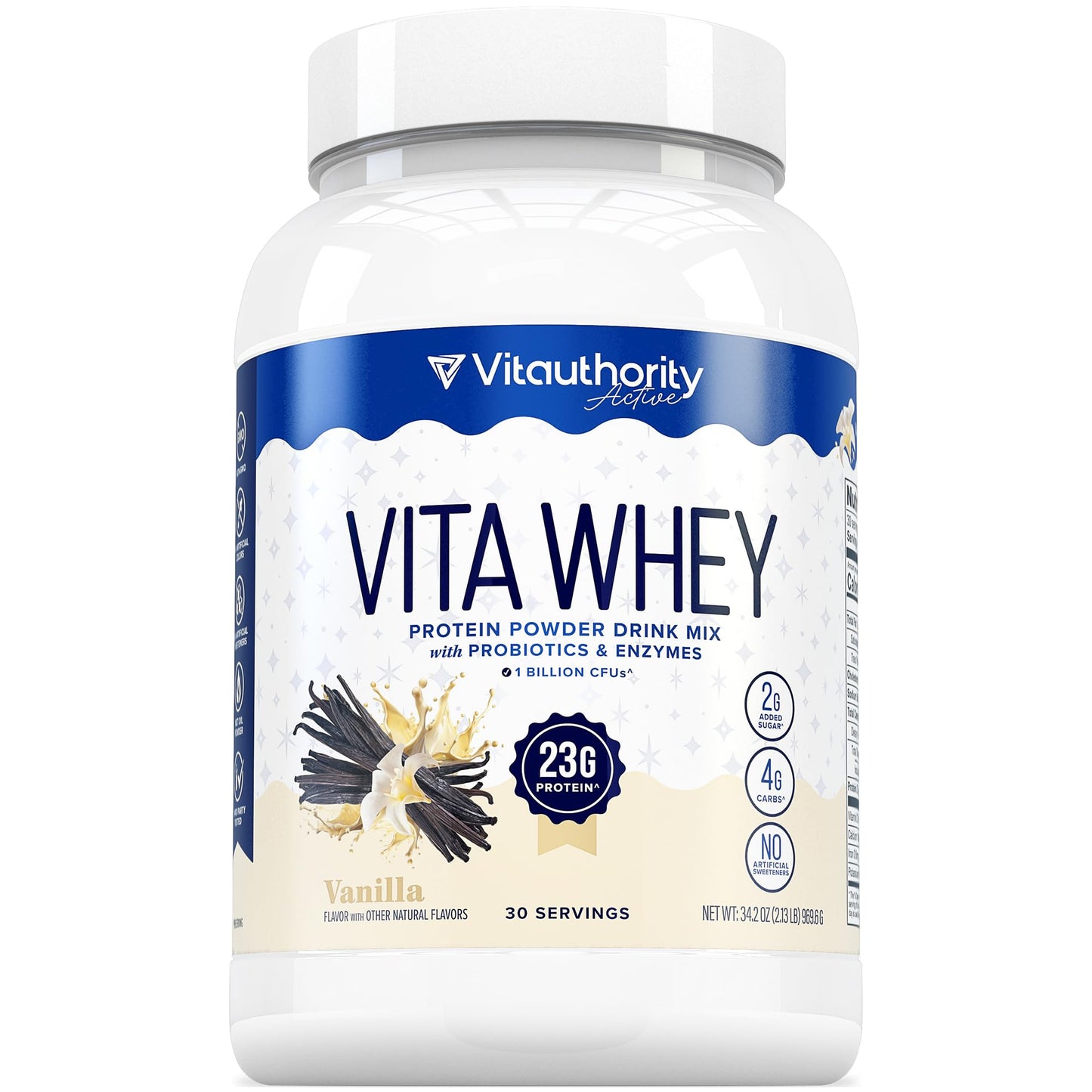 Vitauthority Whey Protein Powder for Women Whey Isolate Probiotics & Enzymes Supports Digestion, Nutrient Absorption & Energy Post-Workout & Daily Nutrition Vanilla Flavored 30 Servings