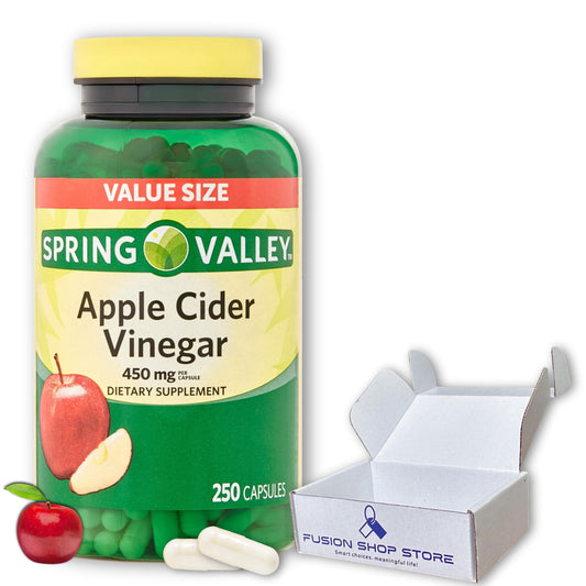Spring Valley Apple Cider Vinegar Capsuless- 450 mg 250 Ct Improves Digestion Energy and Immunity (Pack of 1), Boxed by Fusion Shop Store