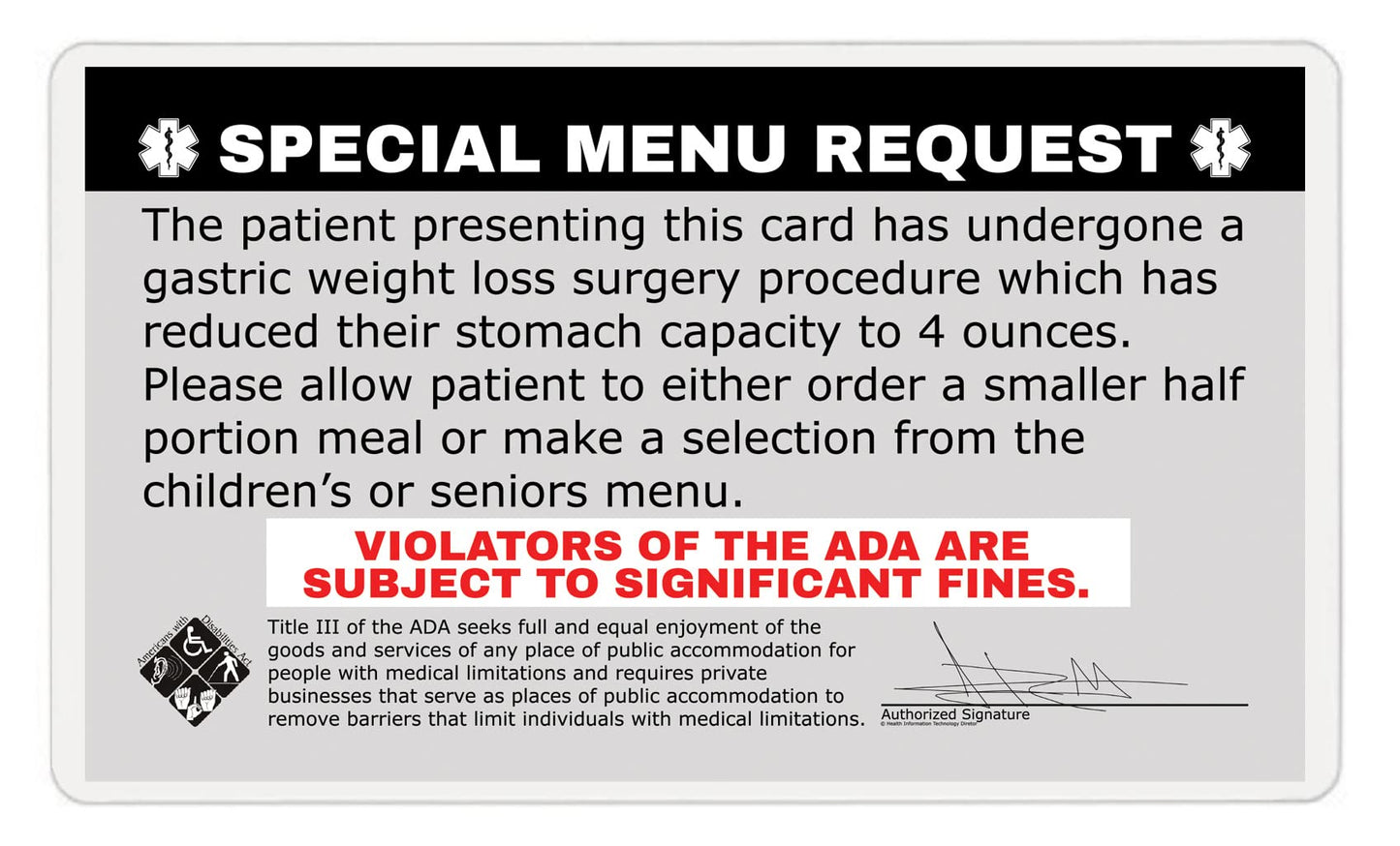 Weight Loss Surgery (WLS) Cards (2-Pack) Signed Bariatric Surgery Wallet Card (wls-100-v2) (Black)