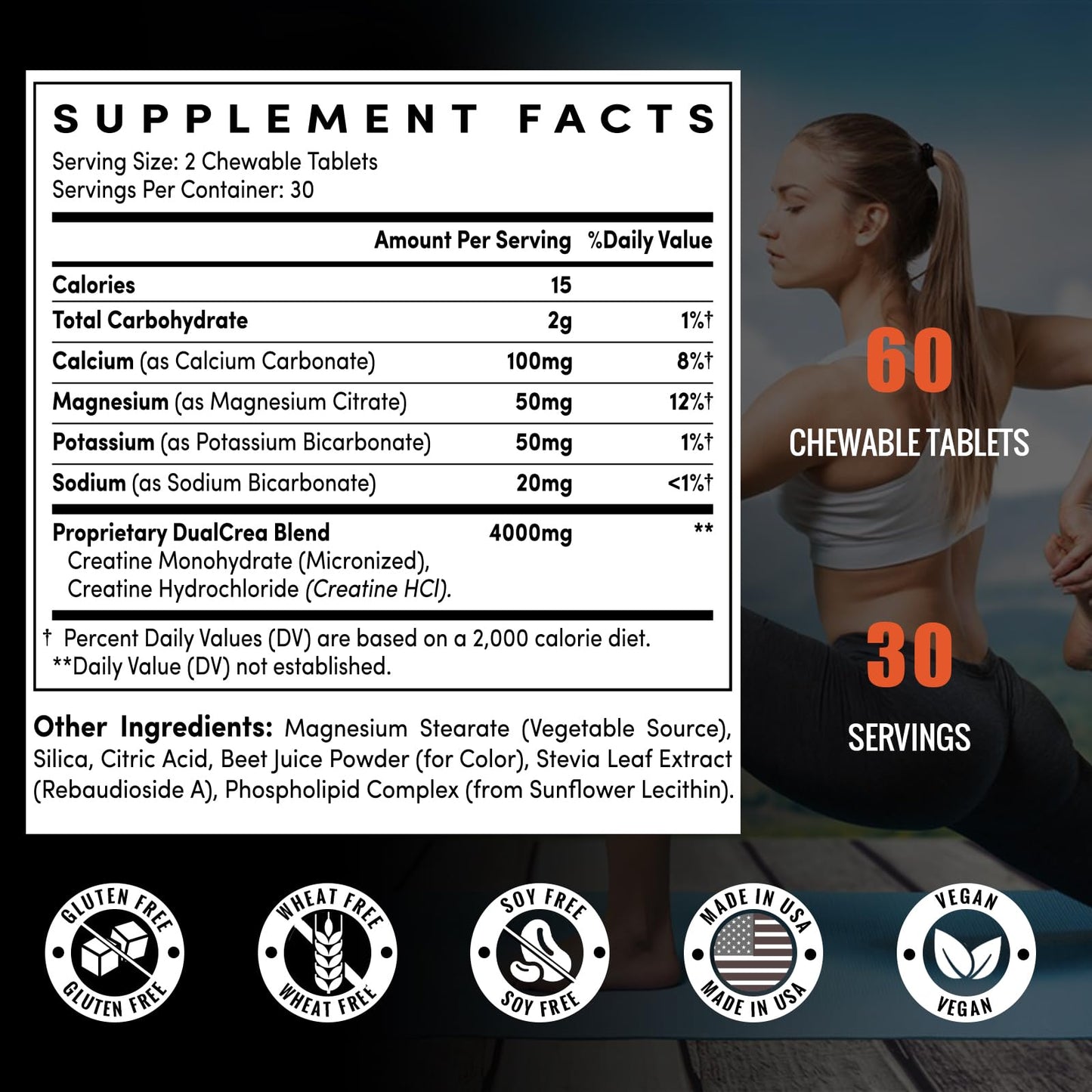 Zeylamum Creatine Chews Tablets for Men & Women, Creatine Monohydrate, 99% Absorption with Liposomal & Micronized, 60 Servings