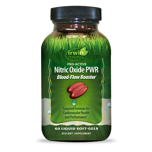 Irwin Naturals Pro-Active Nitric Oxide PWR - 60 Liquid Soft-Gels - Blood-Flow Booster with L-Citrulline, Beet Root & Red Spinach