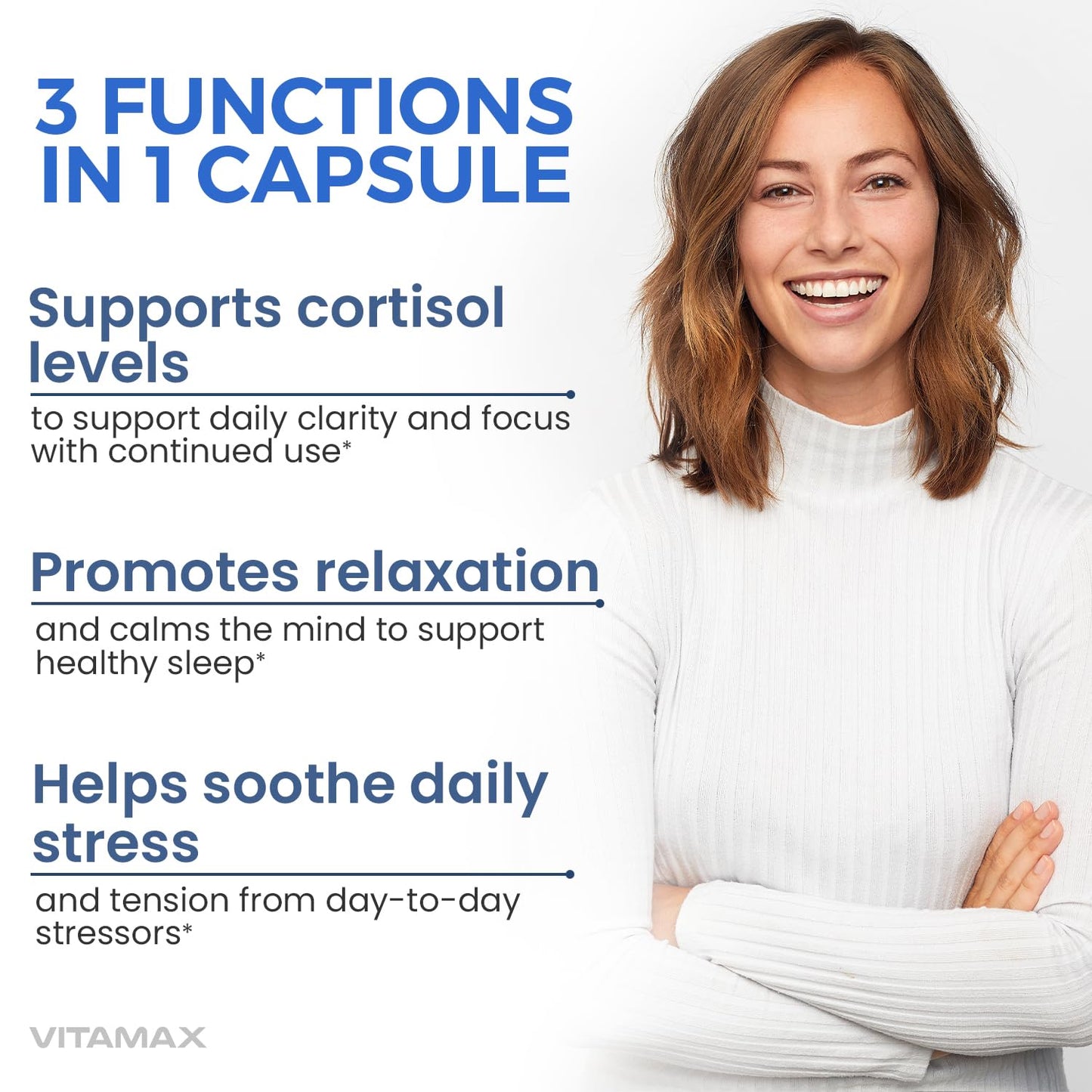 Corti-Calm Cortisol Supplement, L Theanine, Ashwagandha, Vitamin D 3, GABA for Relaxation, Fatigue & Focus with Ginkgo Biloba, Bacopa Monnieri, 5-HTP - Non-GMO, Made in USA - 60ct