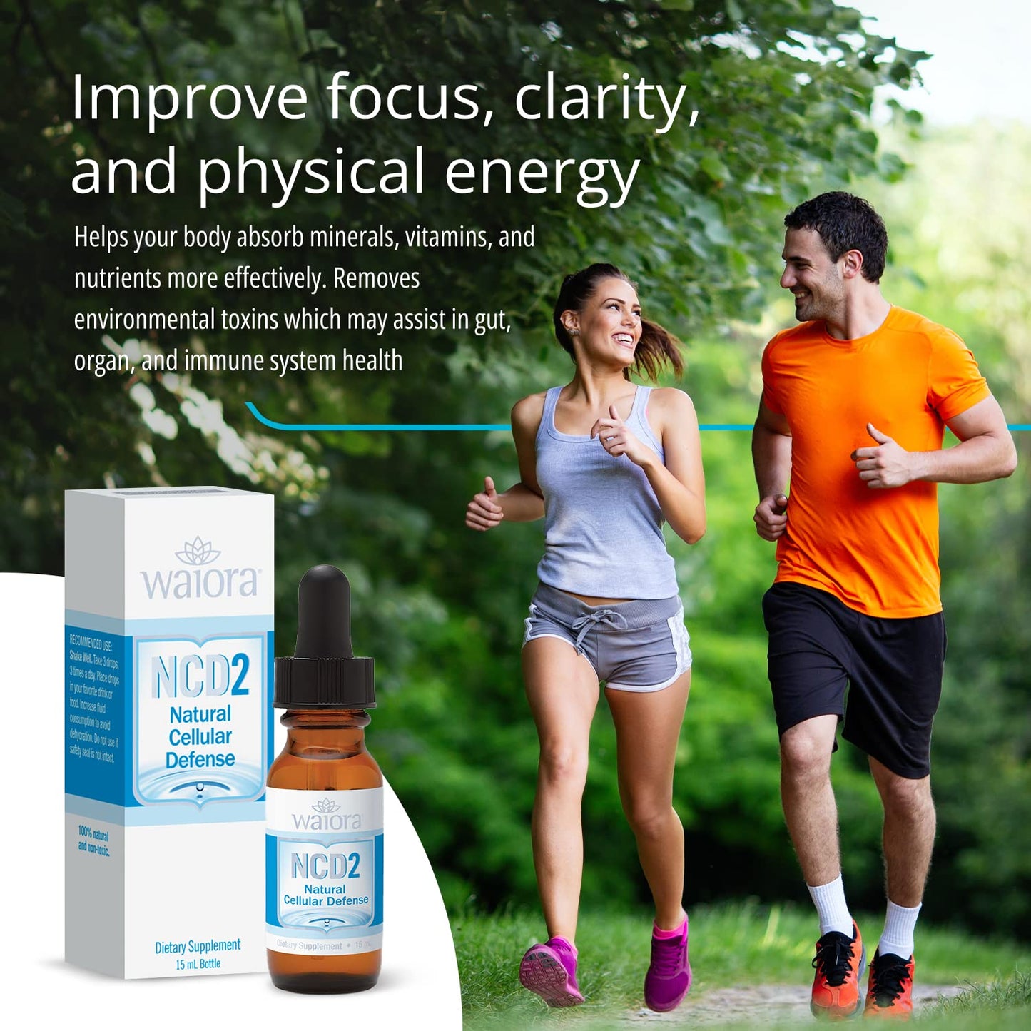 Waiora NCD2 Activated Liquid Zeolite Drops, Mix in Food/Drinks, Natural Body Cleanse & Promote Immune Support, All Natural, pH Balance Zeolite Liquid Drops - 1 Bottle (0.5 oz.) 90 serv.