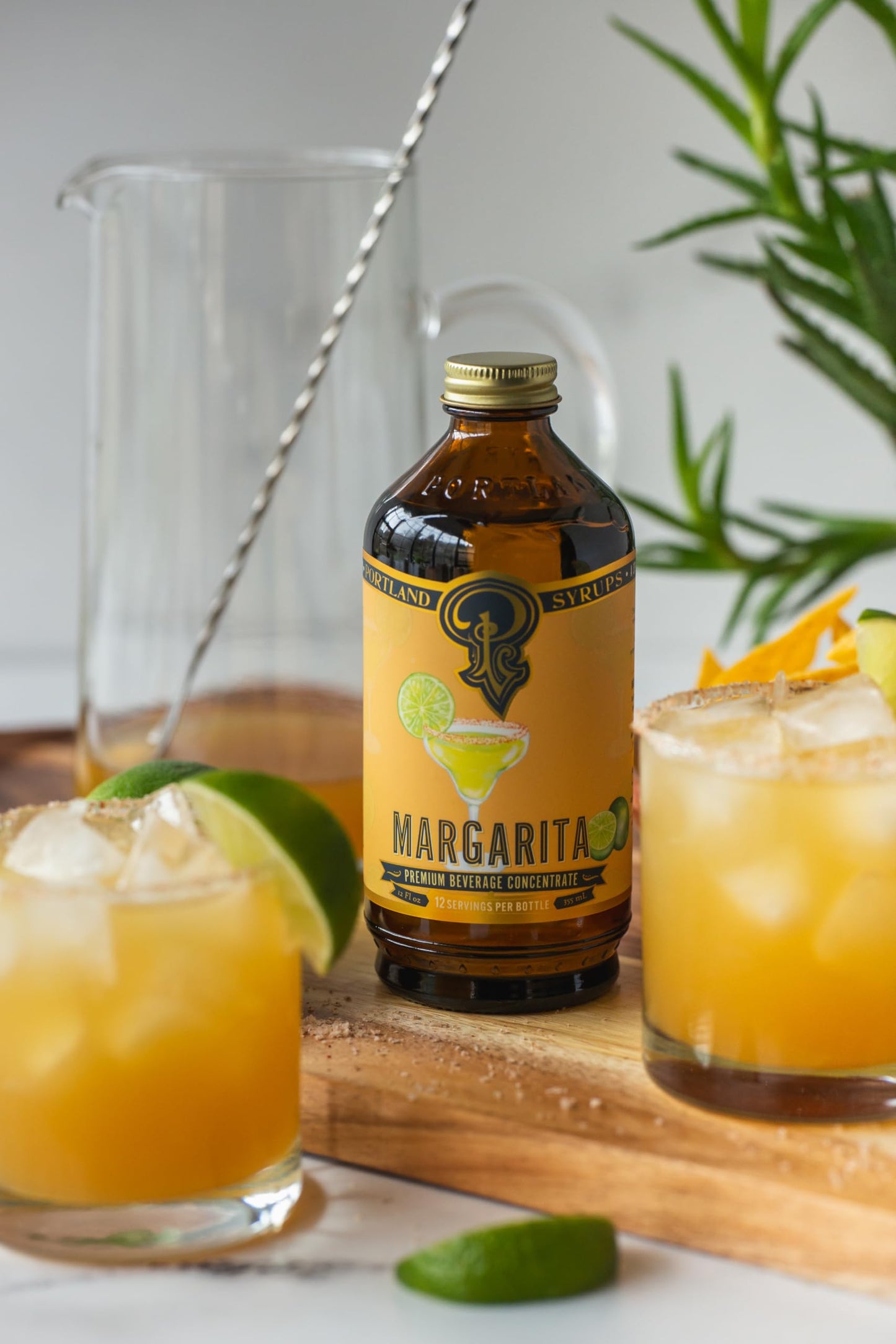 Portland Syrups Margarita Syrup  Craft Cocktail and Mocktail Mixer with Tangerine Blood Orange and Lime Puree  12 oz with 24 Servings Pack of 2